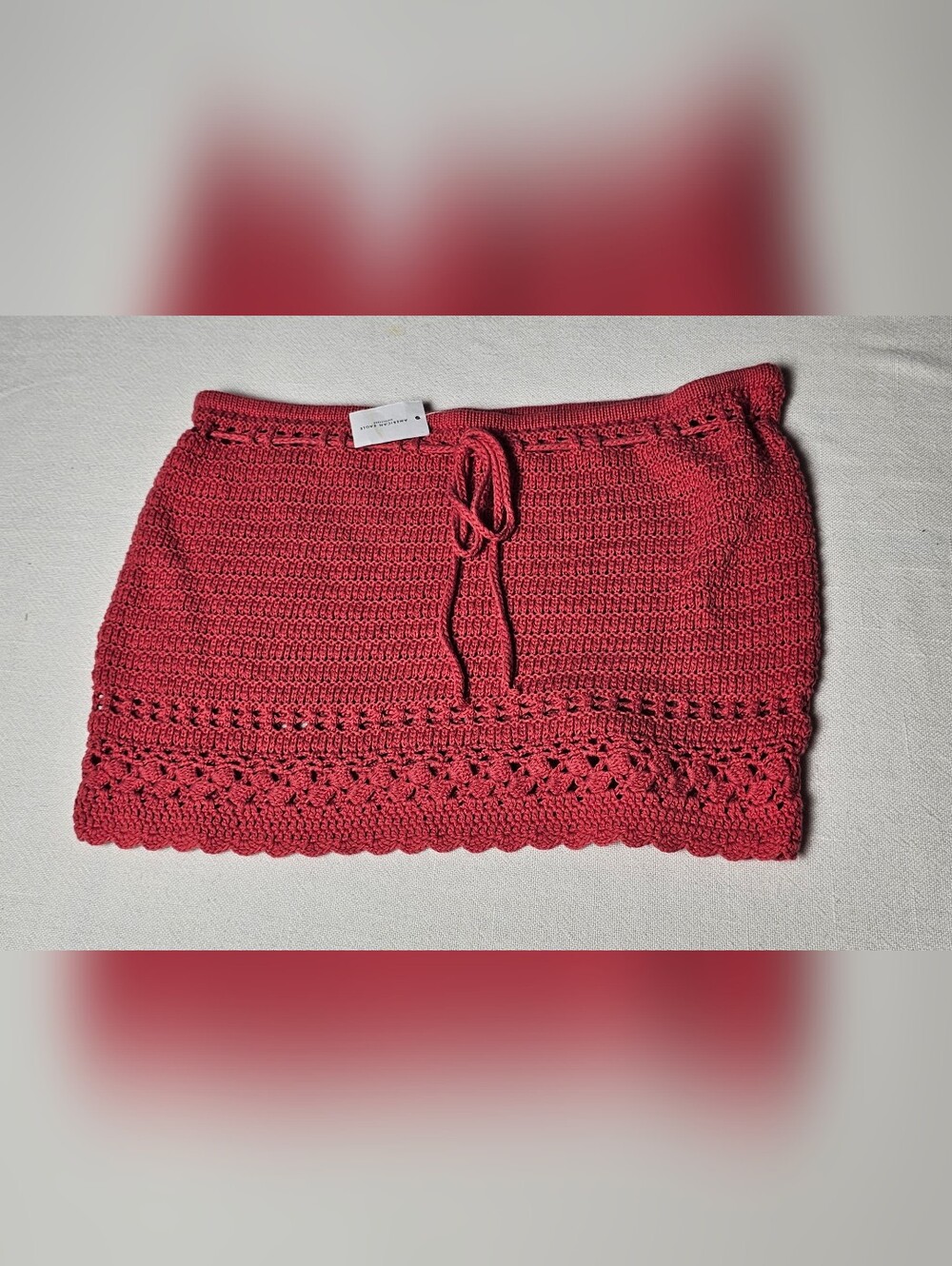 American Eagle Outfitters crochet tube top Womens Size Large Red NWT